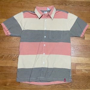 Levis Red Tab Button Up Shirt Mens MEDIUM Stripe Short Sleeve